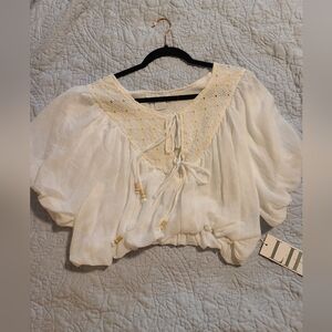 Chic Ivory Peasant Blouse